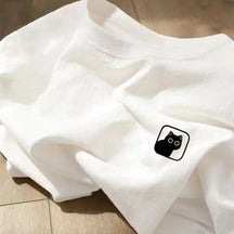 Round Neck Loose-fit Cotton T-shirt For Men Pure Trendy Brand Sports Apparel White Top Casual Couple Clothing Short Sleeves