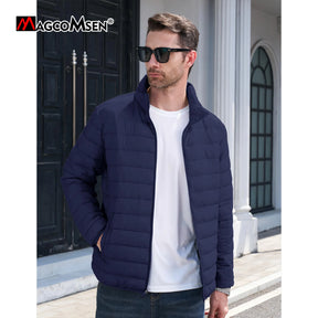 MAGCOMSEN Lightweight Puffer Jacket Mens Winter Thermal Warm Quilted Coat Waterproof Windproof Puffy Jackets Male Windbreaker