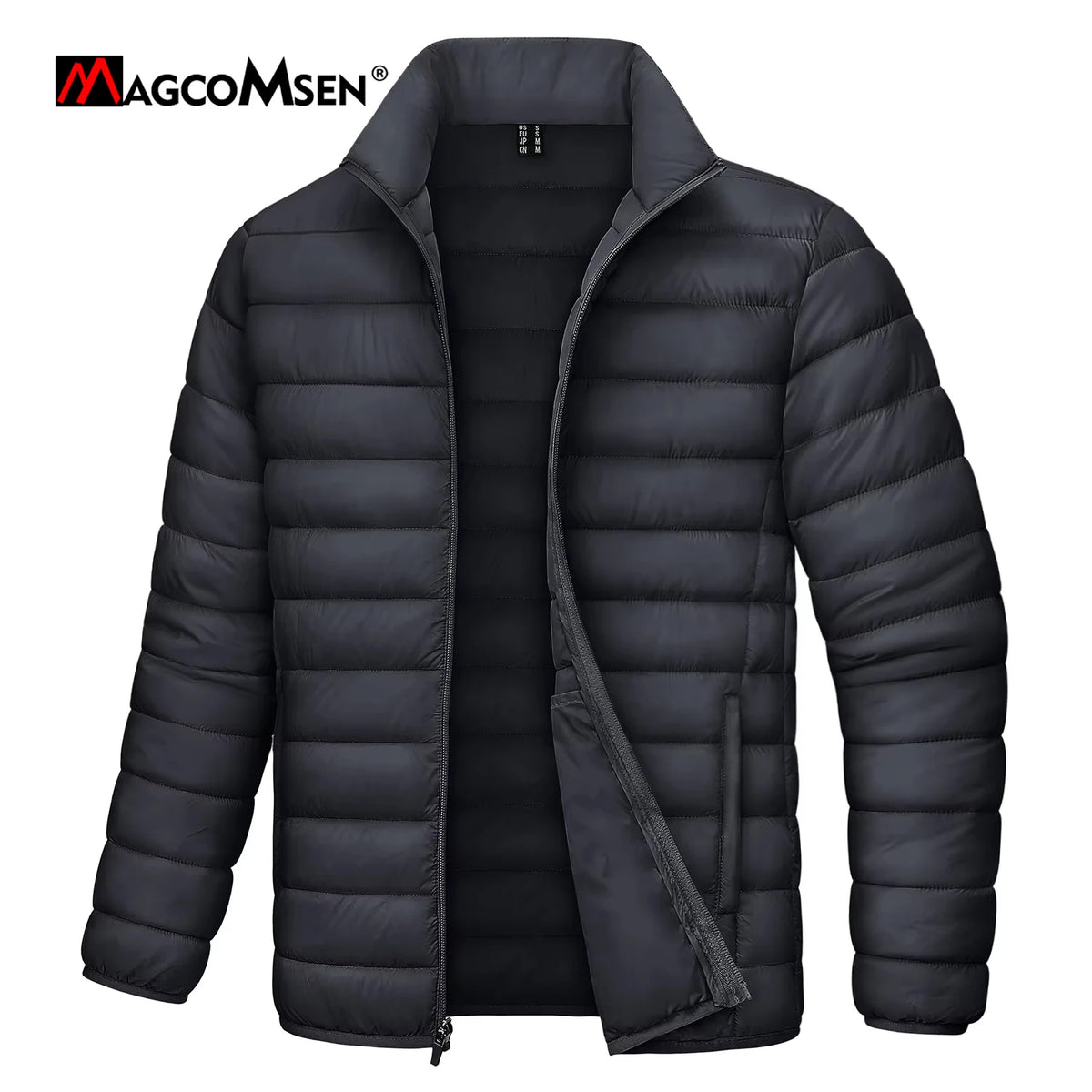 MAGCOMSEN Lightweight Puffer Jacket Mens Winter Thermal Warm Quilted Coat Waterproof Windproof Puffy Jackets Male Windbreaker