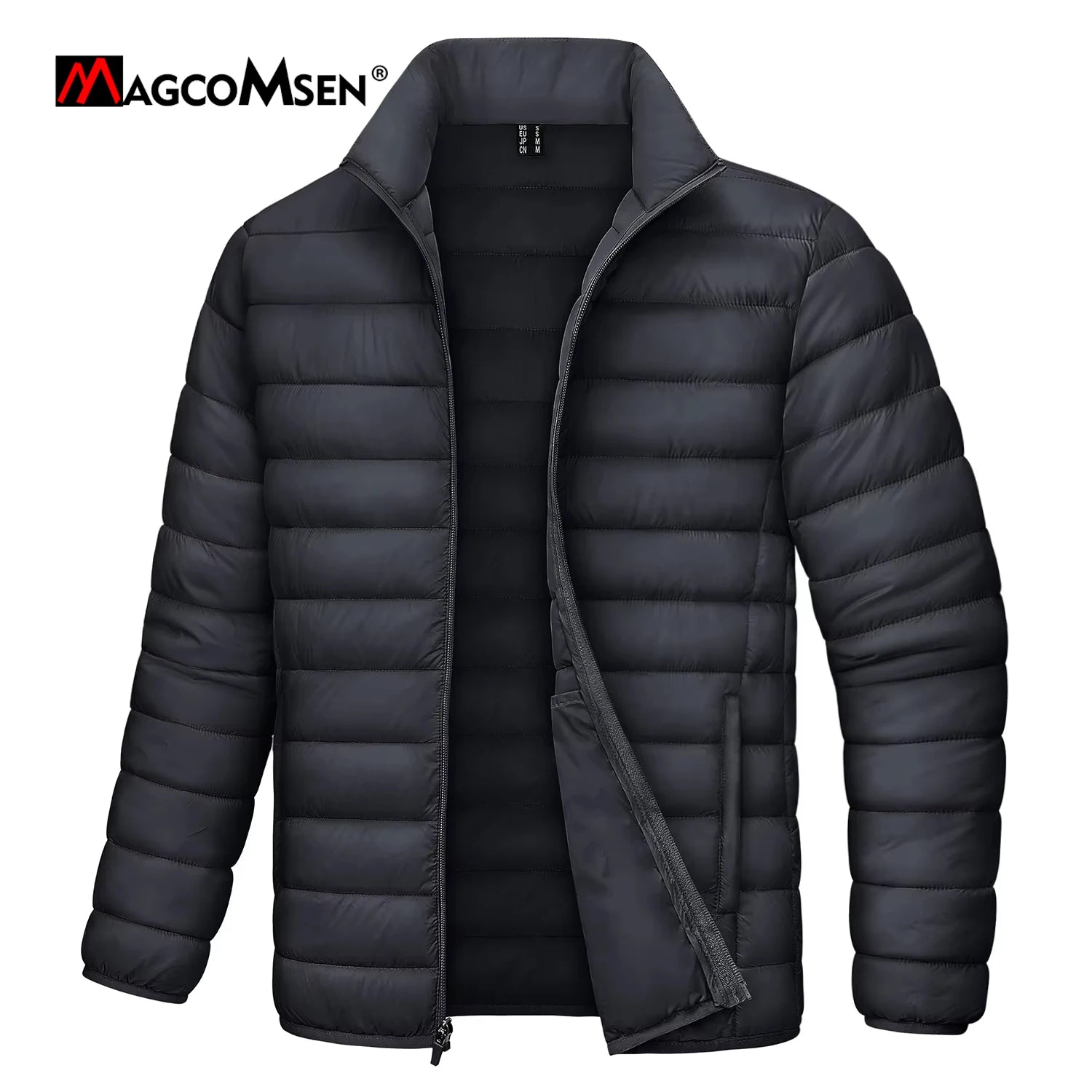 MAGCOMSEN Lightweight Puffer Jacket Mens Winter Thermal Warm Quilted Coat Waterproof Windproof Puffy Jackets Male Windbreaker