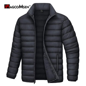 MAGCOMSEN Lightweight Puffer Jacket Mens Winter Thermal Warm Quilted Coat Waterproof Windproof Puffy Jackets Male Windbreaker