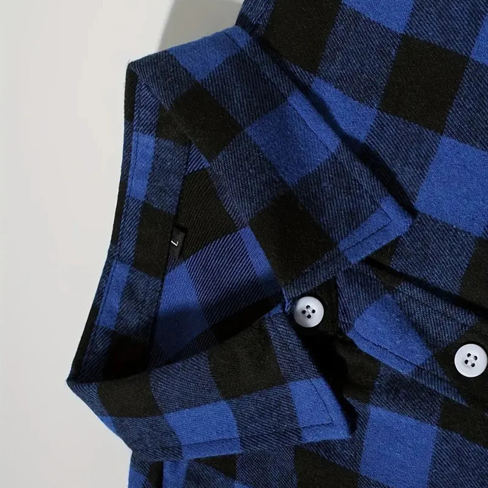 Spring Autumn Flannel Men's Shirts Long Sleeve Classic Plaid Casual Shirt Button-Up 2-Pocket Colthing Thin Jacket Shirt for Man