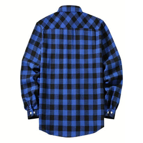 Spring Autumn Flannel Men's Shirts Long Sleeve Classic Plaid Casual Shirt Button-Up 2-Pocket Colthing Thin Jacket Shirt for Man
