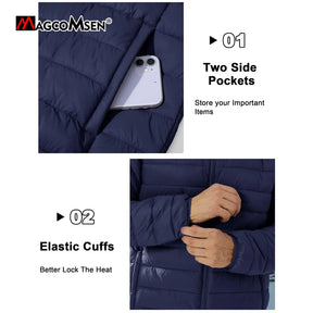 MAGCOMSEN Lightweight Puffer Jacket Mens Winter Thermal Warm Quilted Coat Waterproof Windproof Puffy Jackets Male Windbreaker