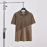 Men's Knitted Polo Shirt Solid Color Lapel T-shirt Fashion Brand Trend Loose Casual Short Sleeve T-shirt Top Men's Polo Shirt