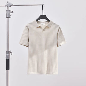 Men's Knitted Polo Shirt Solid Color Lapel T-shirt Fashion Brand Trend Loose Casual Short Sleeve T-shirt Top Men's Polo Shirt